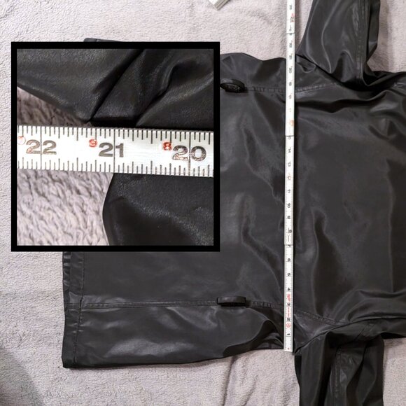 Vintage Y2K Outbrook Women's Black Jacket Large 12-14 Rain Coat Zipper Pockets - Picture 8 of 11